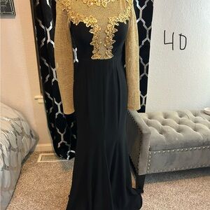 Elegant Black and Gold Evening Gown